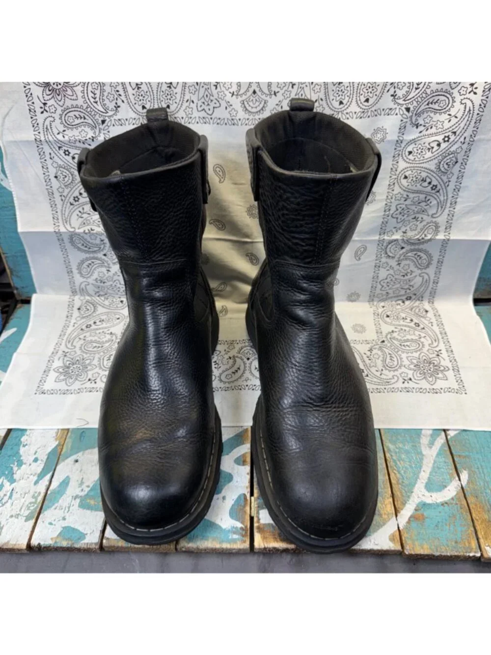 VTG Dr Martens Indiana Men's Size 11 Black Leather Pull On Biker Boots